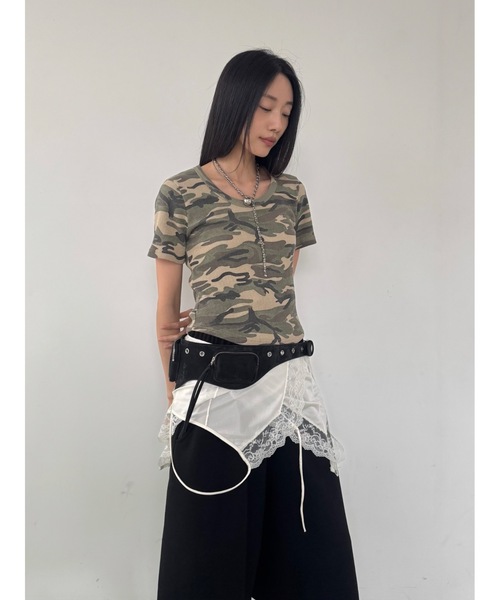 Didot.showroom(ディドット ショールーム)の「【DIDOT.】ワッフルカモフラT(Tシャツ/カットソー・レディース・グレー/ベージュ・FREE)」の12枚目の写真
