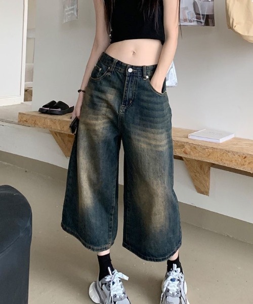 LAC-VERT(ラック・ヴェール)の「フェードデニムハーフパンツ(デニムパンツ・レディース・ブルー・LARGE/MEDIUM)」の4枚目の写真