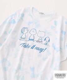 PEANUTS ハイビスカス総柄プリントTシャツ 半袖