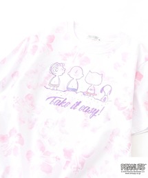 PEANUTS ハイビスカス総柄プリントTシャツ 半袖