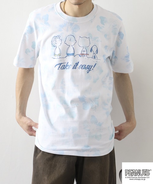 PEANUTS（ピーナッツ）の「PEANUTS ハイビスカス総柄プリントTシャツ 半袖（Tシャツ/カットソー・レディース・ピンク系/サックスブルー系/パープル系・M/L/LL）」の13枚目の写真