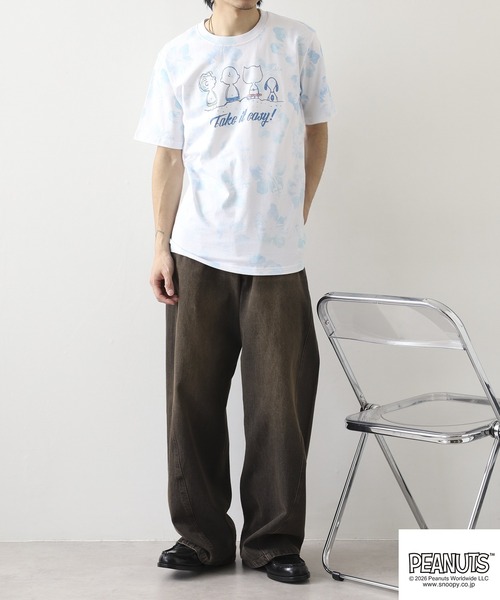 PEANUTS（ピーナッツ）の「PEANUTS ハイビスカス総柄プリントTシャツ 半袖（Tシャツ/カットソー・レディース・ピンク系/サックスブルー系/パープル系・M/L/LL）」の14枚目の写真
