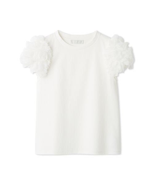 CELFORD(セルフォード)の「【洗える】チュールスリーブカットトップス(Tシャツ/カットソー・レディース・サックスブルー/ブラック/オフホワイト・F)」の2枚目の写真