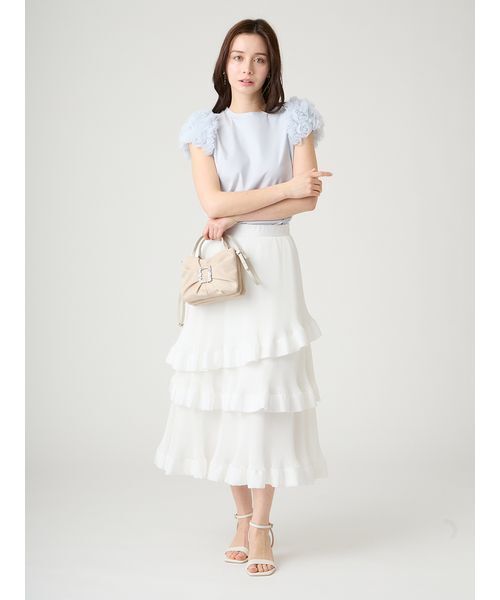 CELFORD(セルフォード)の「【洗える】チュールスリーブカットトップス(Tシャツ/カットソー・レディース・サックスブルー/ブラック/オフホワイト・F)」の4枚目の写真