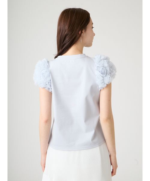 CELFORD(セルフォード)の「【洗える】チュールスリーブカットトップス(Tシャツ/カットソー・レディース・サックスブルー/ブラック/オフホワイト・F)」の6枚目の写真