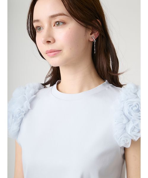 CELFORD(セルフォード)の「【洗える】チュールスリーブカットトップス(Tシャツ/カットソー・レディース・サックスブルー/ブラック/オフホワイト・F)」の8枚目の写真
