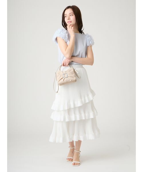CELFORD(セルフォード)の「【洗える】チュールスリーブカットトップス(Tシャツ/カットソー・レディース・サックスブルー/ブラック/オフホワイト・F)」の11枚目の写真