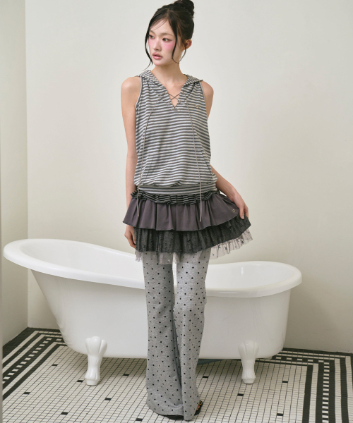 THE GREEN LAB（ザグリーンラボ）の「ポケットブーツカットドットパンツ [メランジグレー]（その他パンツ・レディース・その他・FREE）」の2枚目の写真
