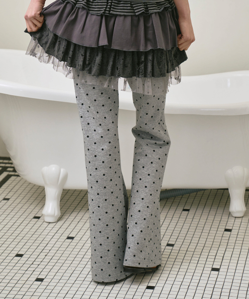 THE GREEN LAB（ザグリーンラボ）の「ポケットブーツカットドットパンツ [メランジグレー]（その他パンツ・レディース・その他・FREE）」の4枚目の写真