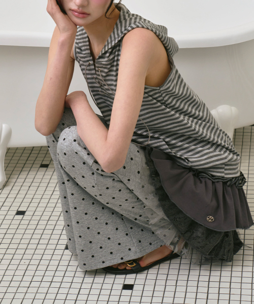 THE GREEN LAB（ザグリーンラボ）の「ポケットブーツカットドットパンツ [メランジグレー]（その他パンツ・レディース・その他・FREE）」の7枚目の写真