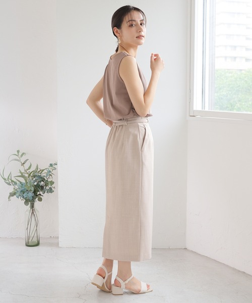 GLACIER lusso(グラシアルッソ)の「【美冷・接触冷感・UVカット】前身サテンタンクトップ(タンクトップ・レディース・モカ/グレイッシュベージュ/ブラック・L/LL/M/S)」の16枚目の写真