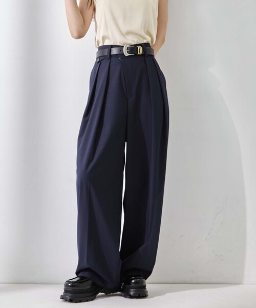 STUDIOUS/ステュディオス】Double Tucked Stretch Trousers/ダブル