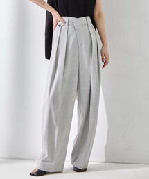 STUDIOUS | 【STUDIOUS/ステュディオス】Double Tucked Stretch Trousers/ダブルタックストレッチトラウザーズ/ウォッシャブル/オフィス/美脚見え/ウエストゴム/ストレスフリー(その他パンツ)