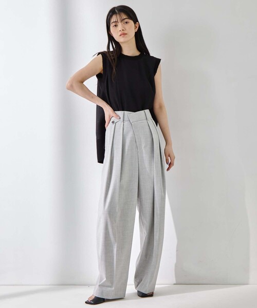 STUDIOUS/ステュディオス】Double Tucked Stretch Trousers/ダブル