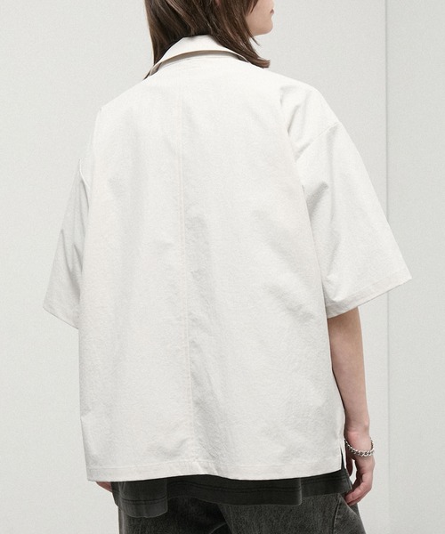 Alfred Alex（アルフレッドアレックス）の「【Alfred Alex】Textured Utility Military Shirt / コットンタッチ ユーティリティー ミリタリーシャツ（シャツ/ブラウス・メンズ・ブラック/チャコール/カーキ/アイボリー・S/M/L）」の18枚目の写真