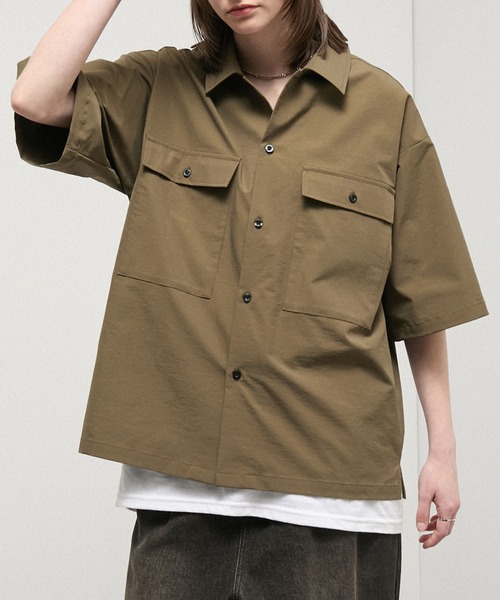 Alfred Alex（アルフレッドアレックス）の「【Alfred Alex】Textured Utility Military Shirt / コットンタッチ ユーティリティー ミリタリーシャツ（シャツ/ブラウス・メンズ・ブラック/チャコール/カーキ/アイボリー・S/M/L）」の12枚目の写真