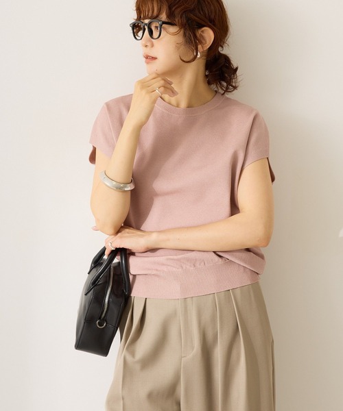 AMERICAN HOLIC（アメリカンホリック）の「【WEB限定】接触冷感ラメフレンチスリーブニットプルオーバー（ニット/セーター・レディース・ブラウン/ベージュ/ピンク/ネイビー/グレー・L/M）」の20枚目の写真