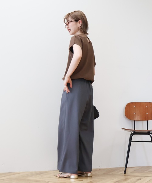 AMERICAN HOLIC（アメリカンホリック）の「【WEB限定】接触冷感ラメフレンチスリーブニットプルオーバー（ニット/セーター・レディース・ブラウン/ベージュ/ピンク/ネイビー/グレー・L/M）」の8枚目の写真