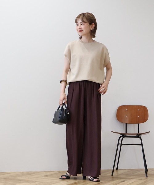 AMERICAN HOLIC（アメリカンホリック）の「【WEB限定】接触冷感ラメフレンチスリーブニットプルオーバー（ニット/セーター・レディース・ブラウン/ベージュ/ピンク/ネイビー/グレー・L/M）」の10枚目の写真