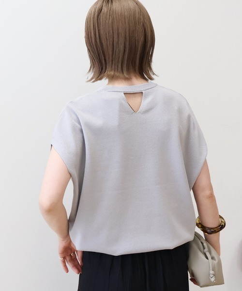 AMERICAN HOLIC（アメリカンホリック）の「【WEB限定】接触冷感ラメフレンチスリーブニットプルオーバー（ニット/セーター・レディース・ブラウン/ベージュ/ピンク/ネイビー/グレー・L/M）」の14枚目の写真
