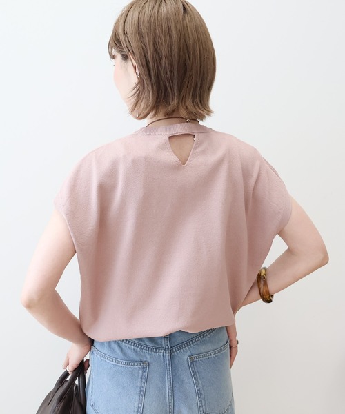 AMERICAN HOLIC（アメリカンホリック）の「【WEB限定】接触冷感ラメフレンチスリーブニットプルオーバー（ニット/セーター・レディース・ブラウン/ベージュ/ピンク/ネイビー/グレー・L/M）」の16枚目の写真