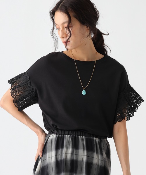 Elura（エルーラ）の「汗ジミ軽減レースTシャツ/1032361（Tシャツ/カットソー・レディース・ホワイト/ボルドー/ブラック・FREE）」の2枚目の写真