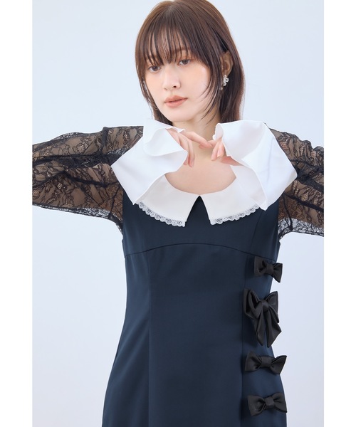 niana（ニアナ）の「ミックスリボンラインドレス 2点セット レース インナー 二次会 同窓会 パーティードレス オケージョンドレス 結婚式 お呼ばれワンピース（ドレス・レディース・ブラック/チャコール/ネイビー・L/M/S）」の11枚目の写真