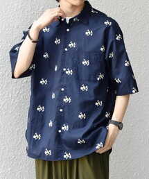 SHIPS any:〈洗濯機可能〉グリッター プリント レギュラー ハーフスリーブ シャツ◇