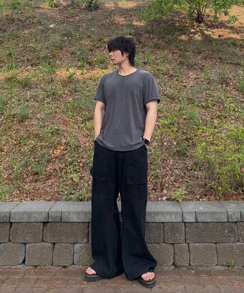 BALLUTE(バリュート)の「SLUB U-NECK HALF CROP T-SHIRTS (CHARCOAL)(Tシャツ/カットソー・メンズ・その他・1/2/3)」の3枚目の写真