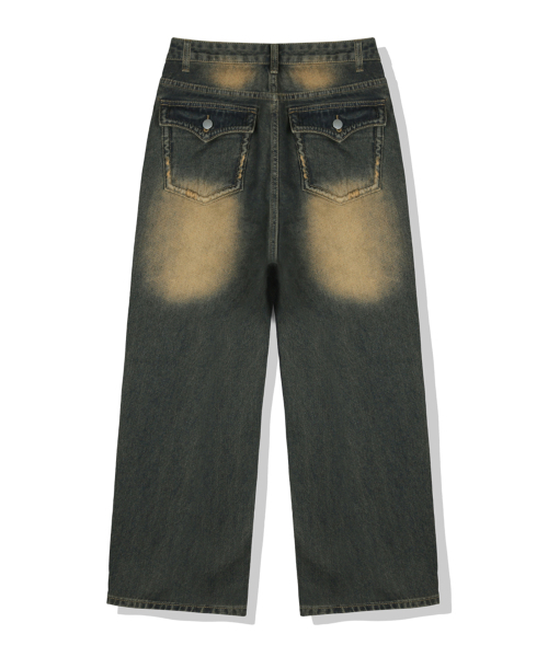 BASIC LABEL（ベーシックラベル）の「Swing Back pocket balloon wide washed denim pants 2 Color [BLBD_5015]（スウェットパンツ・レディース・ダークインディゴブルー/イエロー×ブラック・X-SMALL/SMALL/MEDIUM/LARGE/X-LARGE/2XL）」の9枚目の写真