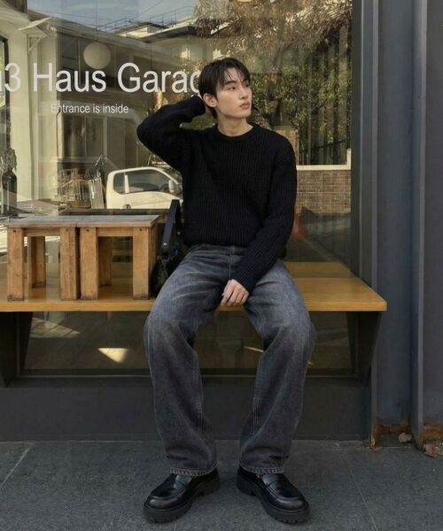 BASIC LABEL（ベーシックラベル）の「Swing Back pocket balloon wide washed denim pants 2 Color [BLBD_5015]（スウェットパンツ・レディース・ダークインディゴブルー/イエロー×ブラック・X-SMALL/SMALL/MEDIUM/LARGE/X-LARGE/2XL）」の3枚目の写真