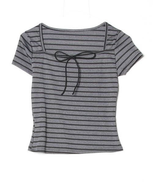 CeLess(セレス)の「Square Ribbon Striped Blouse / スクエアリボンストライプブラウス(シャツ/ブラウス・レディース・グレー・FREE)」の8枚目の写真