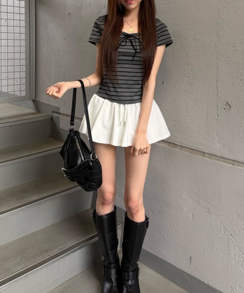 CeLess(セレス)の「Square Ribbon Striped Blouse / スクエアリボンストライプブラウス(シャツ/ブラウス・レディース・グレー・FREE)」の5枚目の写真