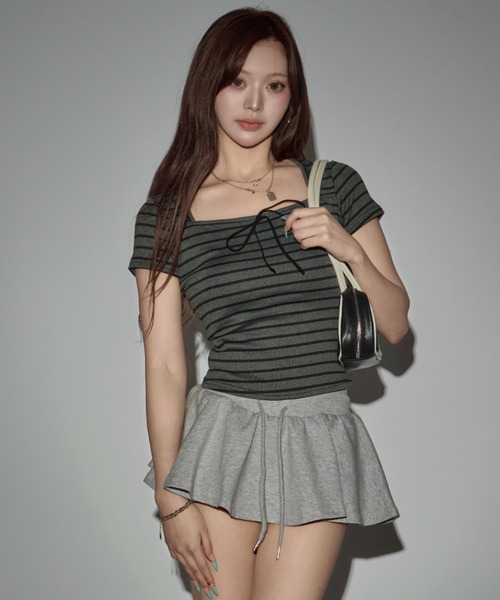 CeLess(セレス)の「Square Ribbon Striped Blouse / スクエアリボンストライプブラウス(シャツ/ブラウス・レディース・グレー・FREE)」の12枚目の写真