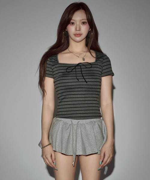 CeLess(セレス)の「Square Ribbon Striped Blouse / スクエアリボンストライプブラウス(シャツ/ブラウス・レディース・グレー・FREE)」の10枚目の写真
