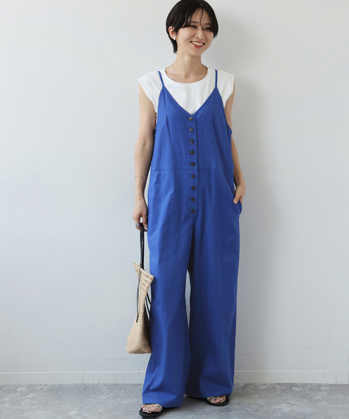 JOURNAL STANDARD relume(ジャーナルスタンダード レリューム)の「《WEB限定追加2 / 2枚セット》手洗い可 / タンクトップ付きキャミサロペット(サロペット/オーバーオール・レディース・ブルー/ブラック・FREE)」の2枚目の写真