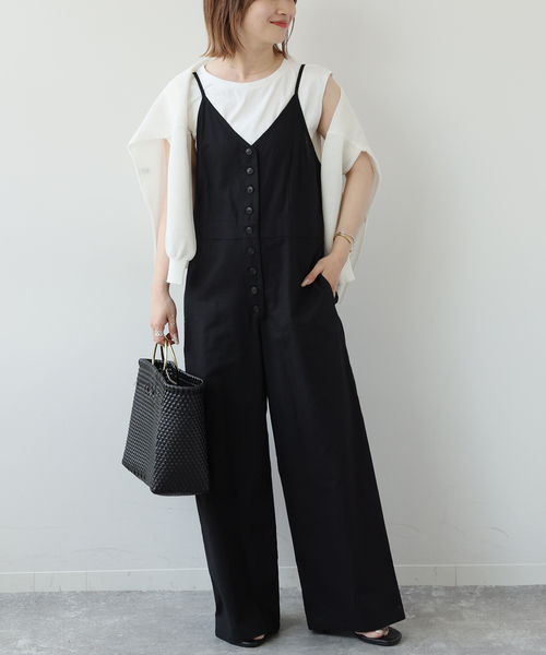 JOURNAL STANDARD relume(ジャーナルスタンダード レリューム)の「《WEB限定追加2 / 2枚セット》手洗い可 / タンクトップ付きキャミサロペット(サロペット/オーバーオール・レディース・ブルー/ブラック・FREE)」の4枚目の写真
