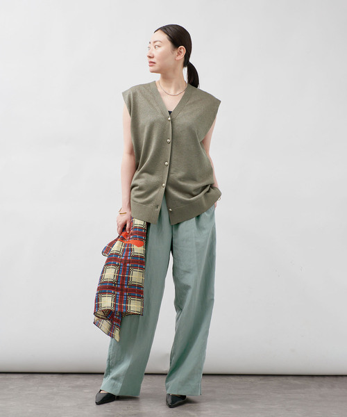 VERMEIL par iena(ヴェルメイユパーイエナ)の「Dry Poplin イージーパンツ(その他パンツ・レディース・ネイビー/ライトグリーン/オレンジ・38/36)」の10枚目の写真