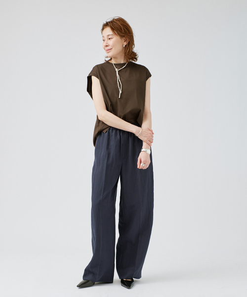 VERMEIL par iena(ヴェルメイユパーイエナ)の「Dry Poplin イージーパンツ(その他パンツ・レディース・ネイビー/ライトグリーン/オレンジ・38/36)」の16枚目の写真