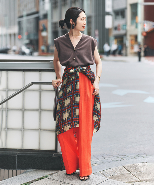 VERMEIL par iena(ヴェルメイユパーイエナ)の「Dry Poplin イージーパンツ(その他パンツ・レディース・ネイビー/ライトグリーン/オレンジ・38/36)」の22枚目の写真