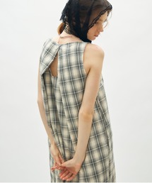 back open check long onepiece / バックオープンチェックロングワンピース