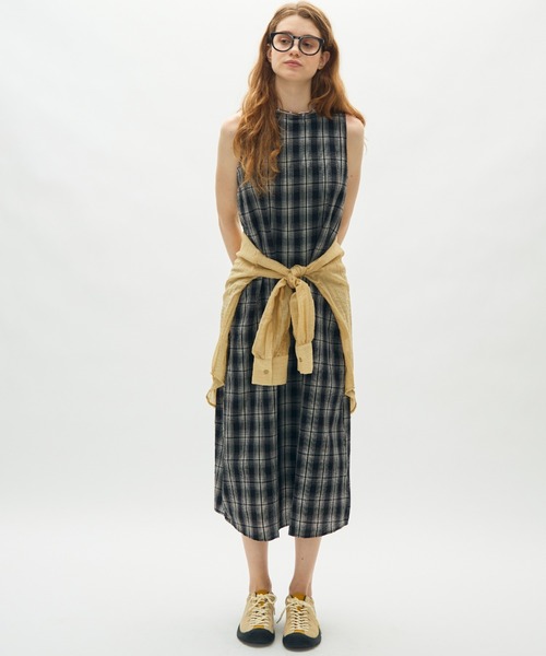 full/fill.(フルフィル)の「back open check long onepiece / バックオープンチェックロングワンピース(ワンピース・レディース・ブラック/アイボリー・FREE)」の5枚目の写真