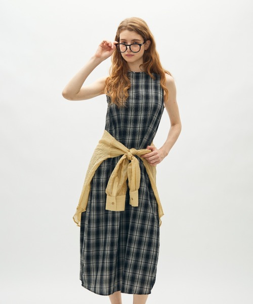 full/fill.(フルフィル)の「back open check long onepiece / バックオープンチェックロングワンピース(ワンピース・レディース・ブラック/アイボリー・FREE)」の7枚目の写真