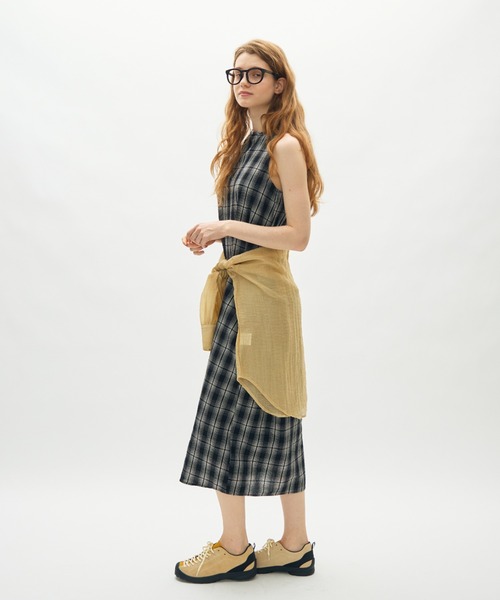 full/fill.(フルフィル)の「back open check long onepiece / バックオープンチェックロングワンピース(ワンピース・レディース・ブラック/アイボリー・FREE)」の8枚目の写真