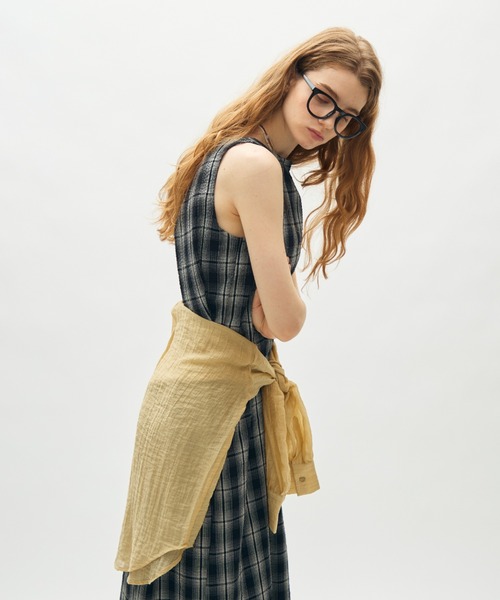 full/fill.(フルフィル)の「back open check long onepiece / バックオープンチェックロングワンピース(ワンピース・レディース・ブラック/アイボリー・FREE)」の11枚目の写真