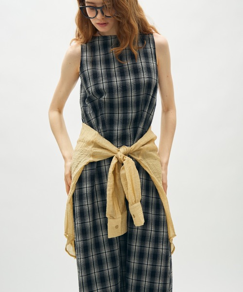 full/fill.(フルフィル)の「back open check long onepiece / バックオープンチェックロングワンピース(ワンピース・レディース・ブラック/アイボリー・FREE)」の13枚目の写真