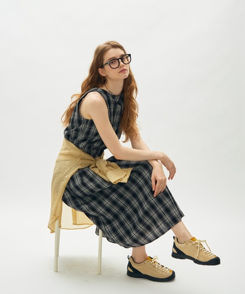 full/fill.(フルフィル)の「back open check long onepiece / バックオープンチェックロングワンピース(ワンピース・レディース・ブラック/アイボリー・FREE)」の14枚目の写真
