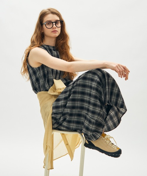 full/fill.(フルフィル)の「back open check long onepiece / バックオープンチェックロングワンピース(ワンピース・レディース・ブラック/アイボリー・FREE)」の15枚目の写真