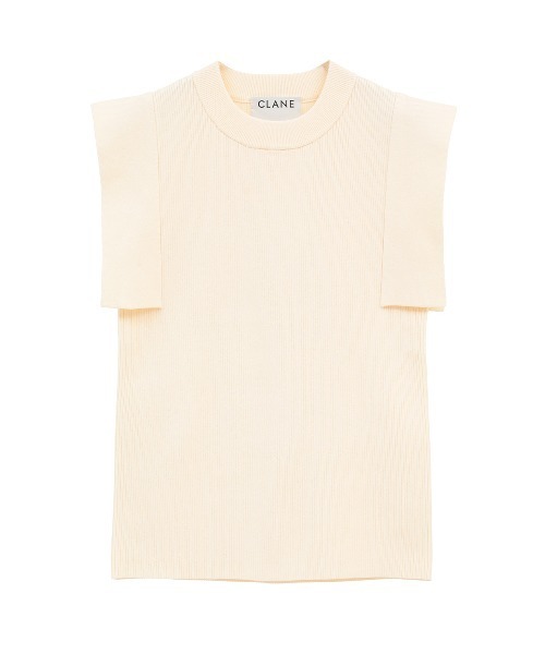 CLANE(クラネ)の「SQUARE SLEEVE KNIT TOPS(ニット/セーター・レディース・チャコールグレー/ブラック/ブラウン系その他/ホワイト・1/2)」の2枚目の写真