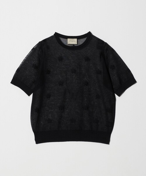 UNITED ARROWS(ユナイテッドアローズ)の「シアー フラワー ショートスリーブ ニット ‐ウォッシャブル‐(ニット/セーター・レディース・ブラック/オフホワイト・FREE)」の12枚目の写真
